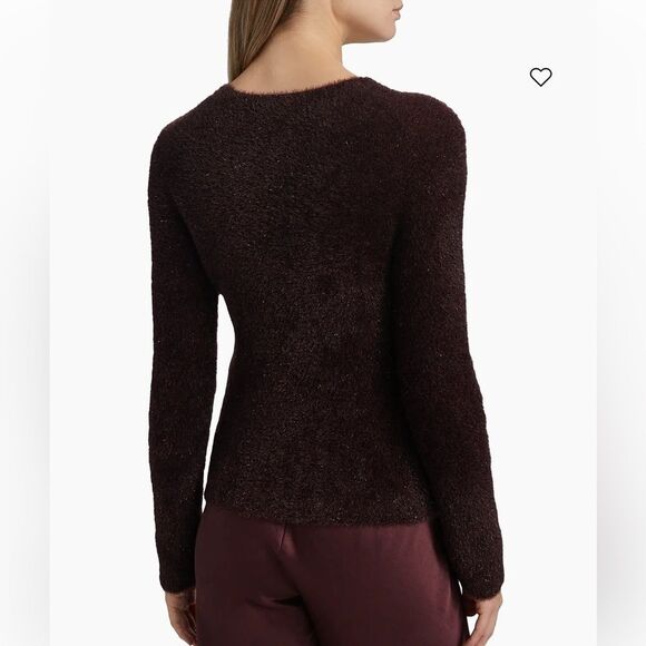 NEW VINCE lurex eyelash pullover sweater in cherry night metallic - Picture 3 of 5